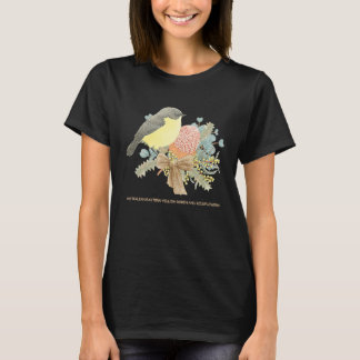 Australian Eastern Yellow Robin and Wildflowers T-Shirt