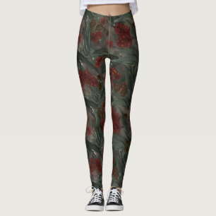 Australian Eucalyptus Bottle Brush Floral Pattern Leggings