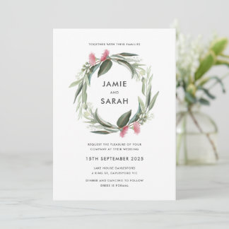 Australian Eucalyptus Wreath Wedding Invitation