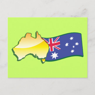 Australian flag and map aussie postcard