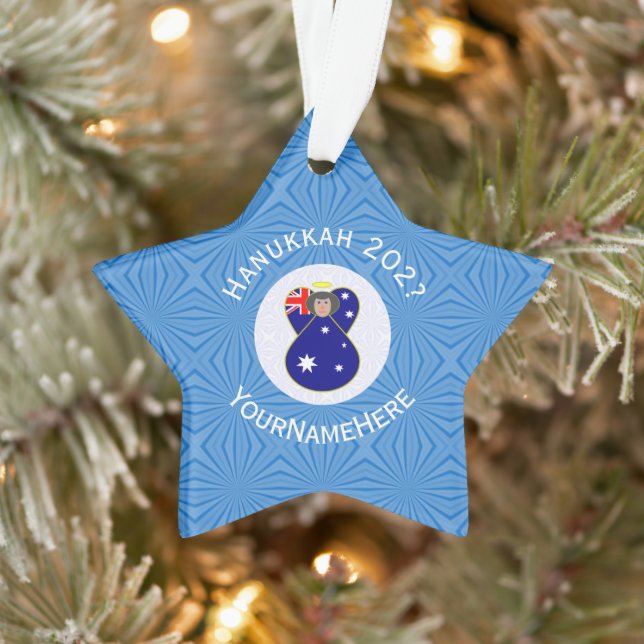 Australian Flag Angel Hanukkah Personalised  Ornament (Tree)