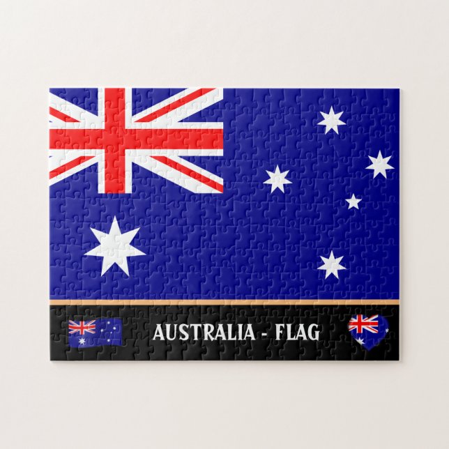 Australian Flag & Aussie country / Australia Jigsaw Puzzle (Horizontal)