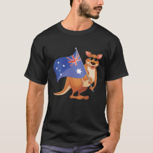Australian Flag Aussie Kangaroo with Sunglasses T-Shirt