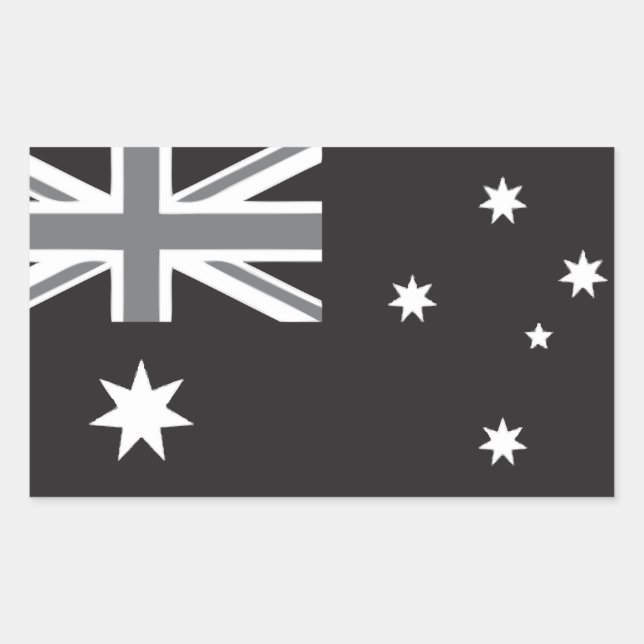 Australian Flag Black and White Rectangular Sticker (Front)