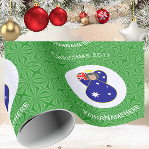Australian Flag Christmas Angel Personalised Wrapping Paper