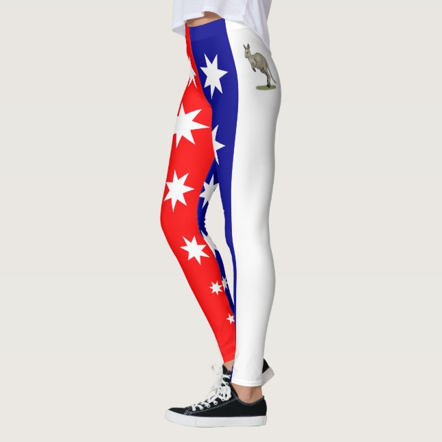 Australian Flag Colours ~Kangaroo ~ Unique Design  Leggings (Left)