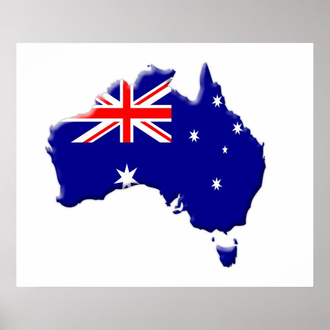 Australian Flag & Country Shape Poster (Front)