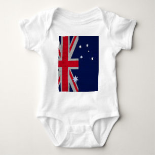 Australian Flag Design Carbon Fibre Chrome Style Baby Bodysuit