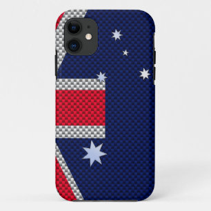 Australian Flag Design Carbon Fibre Chrome Style iPhone 11 Case