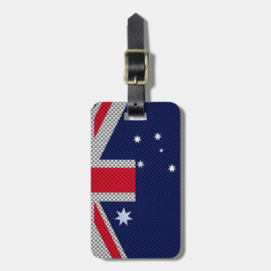 Australian Flag Design Carbon Fibre Chrome Style Luggage Tag