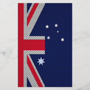 Australian Flag Design Carbon Fibre Chrome Style Stationery