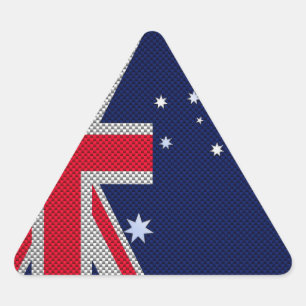Australian Flag Design Carbon Fibre Chrome Style Triangle Sticker