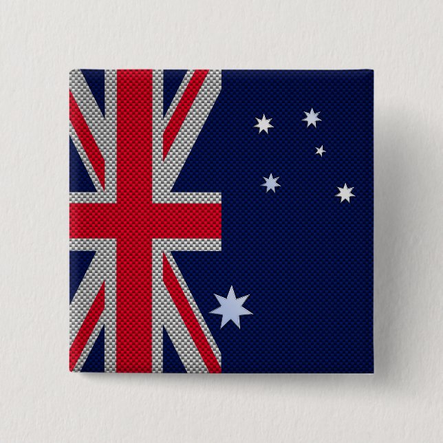 Australian Flag Design Carbon Fibre Style 15 Cm Square Badge (Front)