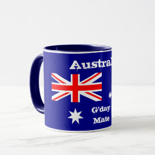 Australian Flag & G'day Mate coffee mug /Australia