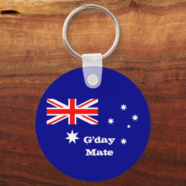 Australian Flag & G'day Mate greetings / Australia Key Ring (Front)