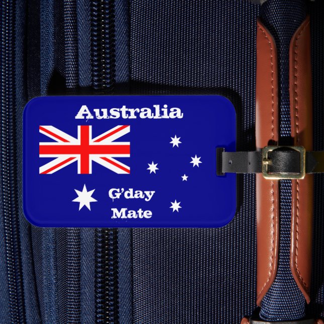 Australian Flag & G'day Mate luggage / Australia Luggage Tag (Front Insitu 4)