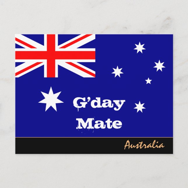 Australian Flag & G'day Mate travel / Australia Postcard (Front)