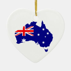 Australian Flag Heart Map Ceramic Tree Decoration