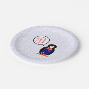 Australian Flag Holiday Ms. Penguin Talking Paper Plate