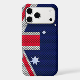 Australian Flag in Carbon Fibre Chrome Style