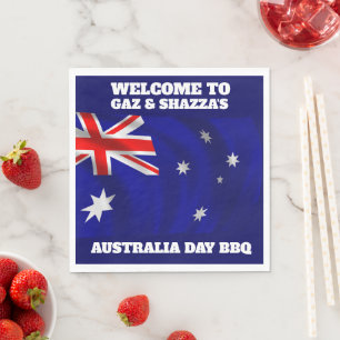 Australian Flag Modern Aussie personalised BBQ Napkin