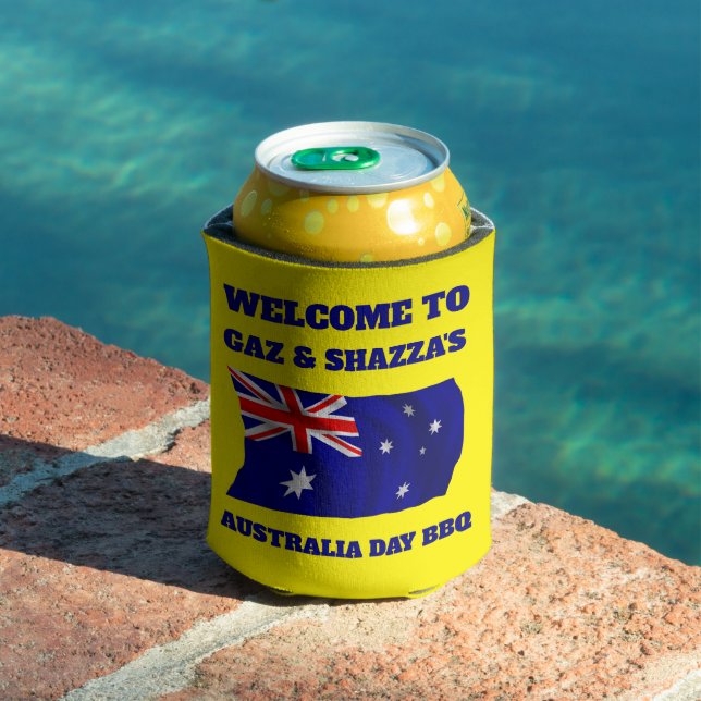 Australian Flag Modern Aussie personalized BBQ Can Cooler (In Situ Pool)