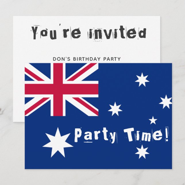 Australian Flag Party Customisable Invites (Front/Back)