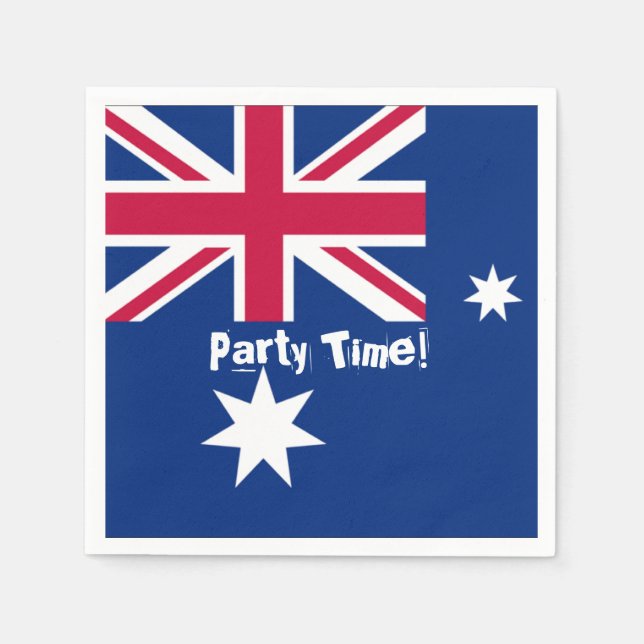 Australian Flag Party Time Napkin (Front)