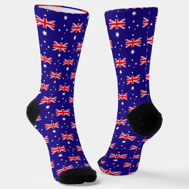 Australian flag pattern custom crew socks for men (Angled)