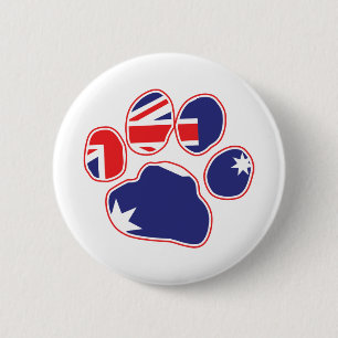 Australian Flag Paw Print 6 Cm Round Badge