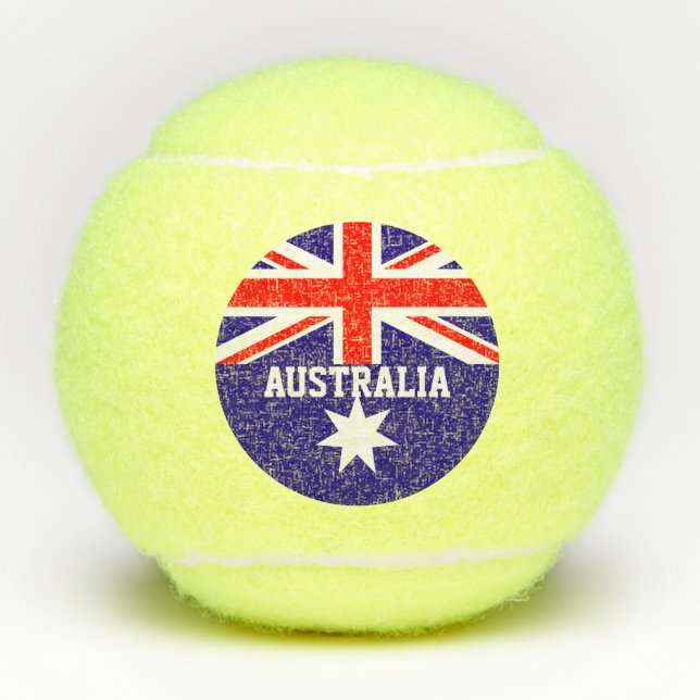 Australian flag personalised name print 3 pack tennis balls (Front)