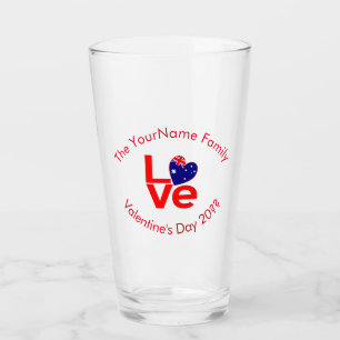 Australian Flag Red Letters LOVE Flag Personalised Glass