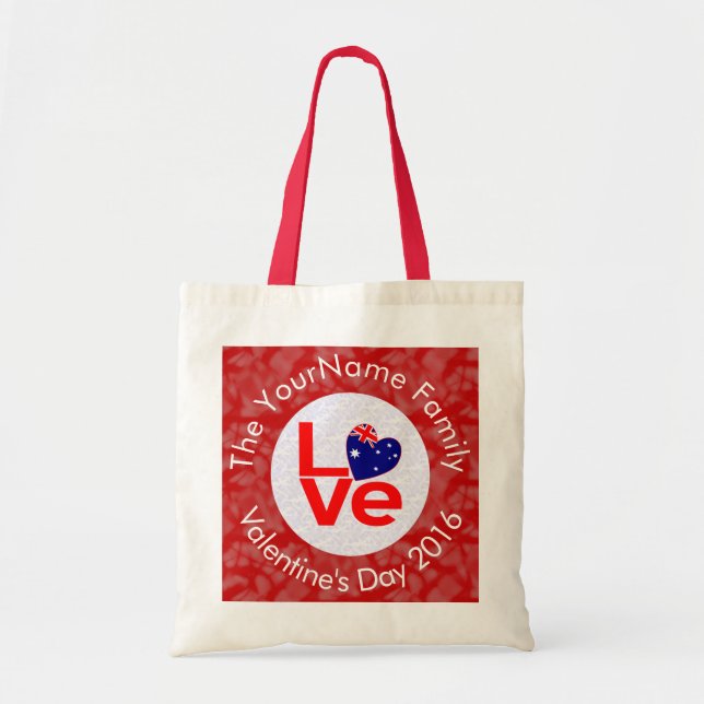 Australian Flag Red Letters LOVE Flag Personalised Tote Bag (Front)