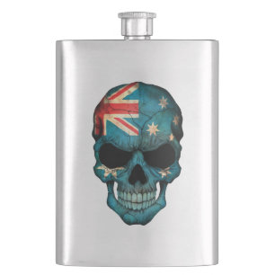 Australian Flag Skull Hip Flask