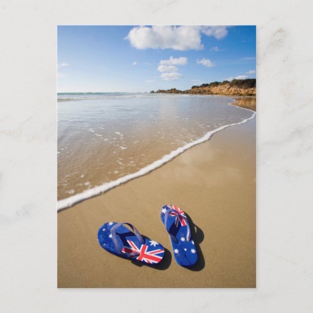 Australian Flag Thongs On Beach | South Wales Postcard (Front)