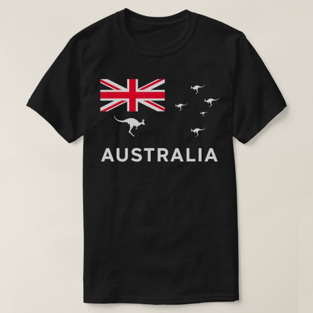 Australian Flag With Kangaroos Souvenir Gift  T-Shirt (Design Front)