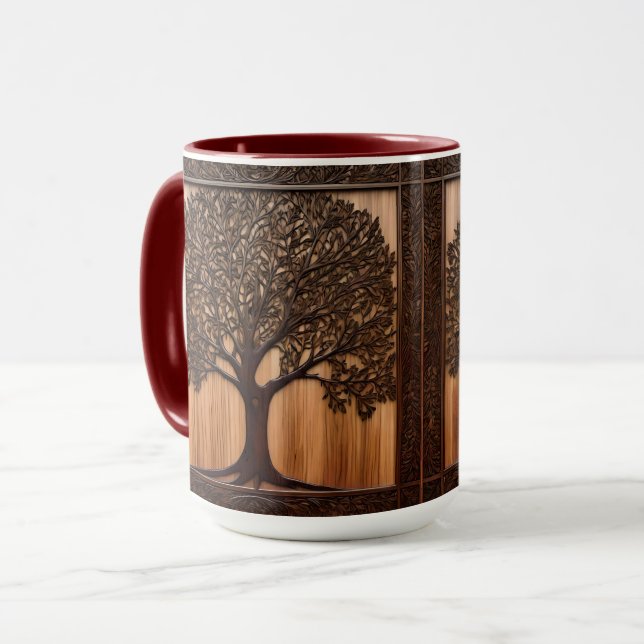 Australian Flora: The Wattle Tree Wood Print, Mug (Front Left)