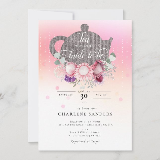 Australian Floral Bridal Tea Invitation (Front)