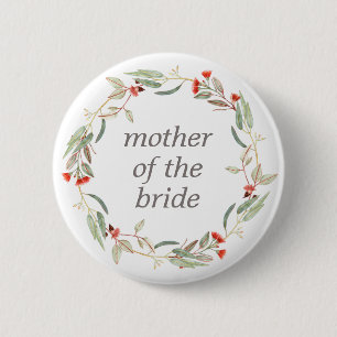Australian Floral Custom Text Mother of the Bride 6 Cm Round Badge