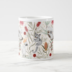 Australian Floral Pattern Koalas Possums Cockatoos Large Coffee Mug