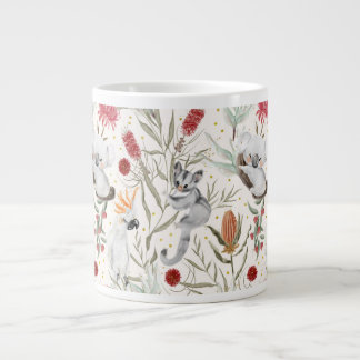 Australian Floral Pattern Koalas Possums Cockatoos Large Coffee Mug