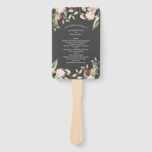 Australian Floral Rustic Wedding Grey Program Hand Fan