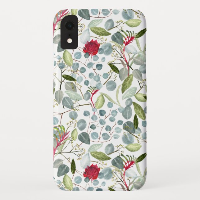 Australian flower Kangaroo paws Eucalyptus leaves Case-Mate iPhone Case (Back)