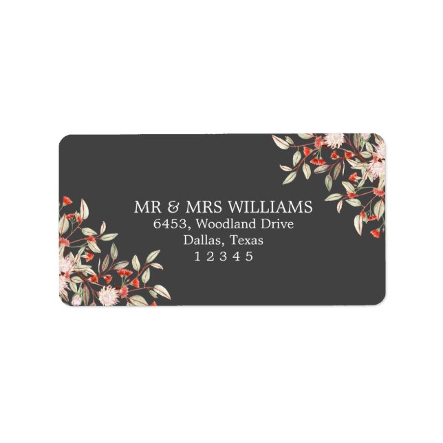 Australian Flowers Formal Grey Return Address Label (Front)