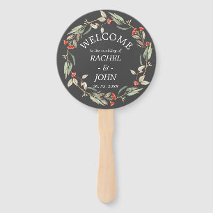Australian Flowers Rustic Wedding Welcome Grey Hand Fan