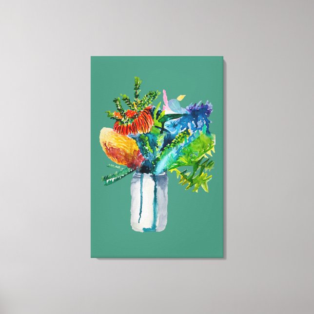 Australian flowers watercolour canvas print (Front)