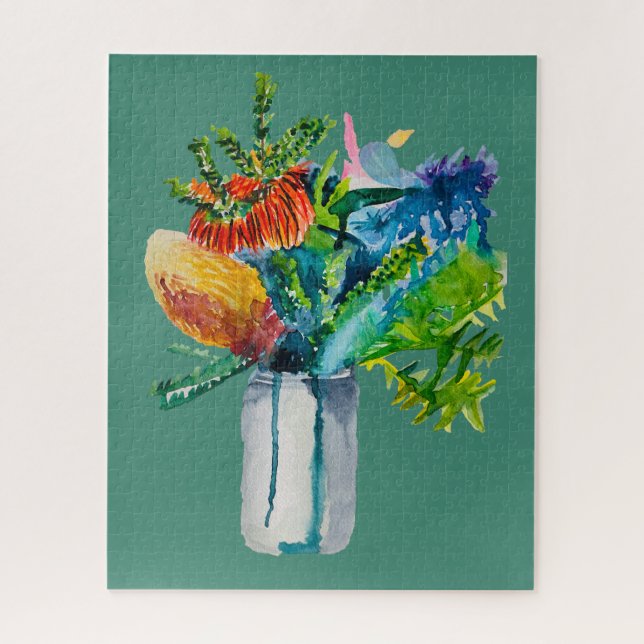 Australian flowers watercolour jigsaw puzzle (Vertical)