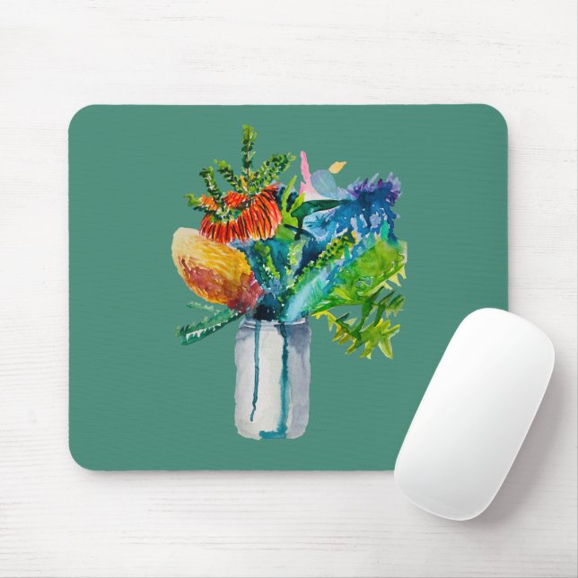 Australian flowers watercolour mouse mat (With Mouse)