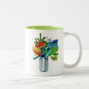 Australian flowers watercolour Two-Tone coffee mug