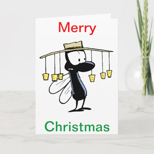Australian Fly Cartoon Merry Christmas Card (Front)